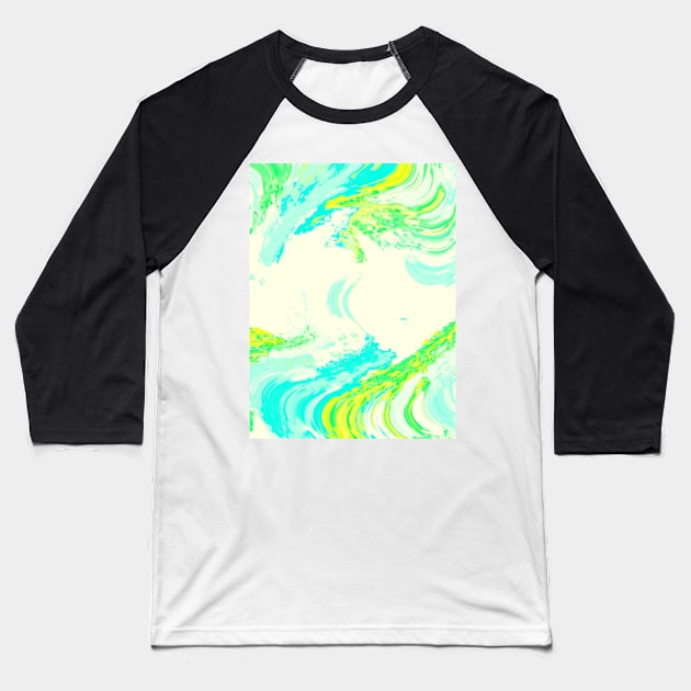 Blue and Green Swirls Baseball T-Shirt by ImDEL